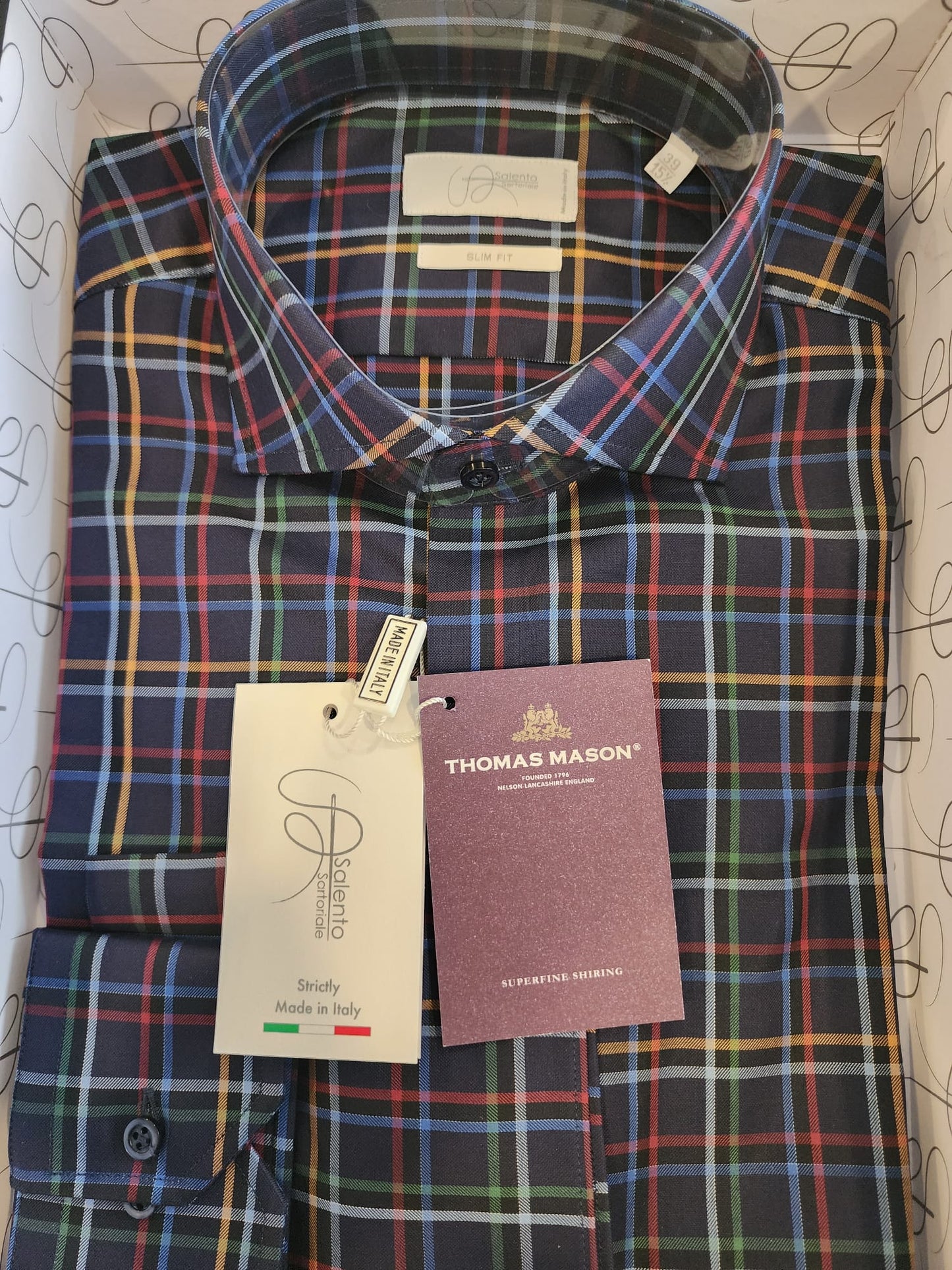 Slim Fit Multicolor Checkered Thomas Mason Shirt - Made in Italy