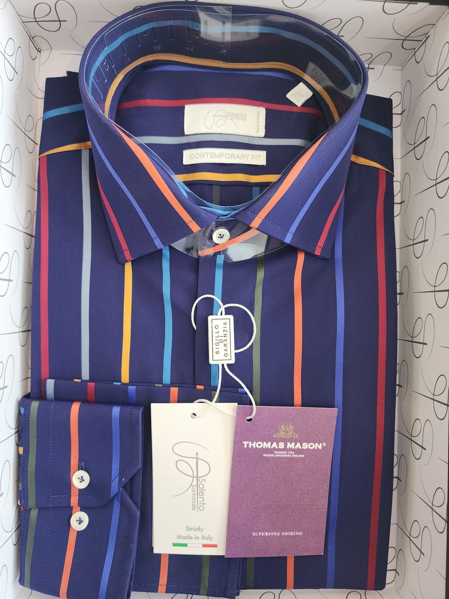Slim Fit Red & Blue Checkered Thomas Mason Shirt - Made in Italy